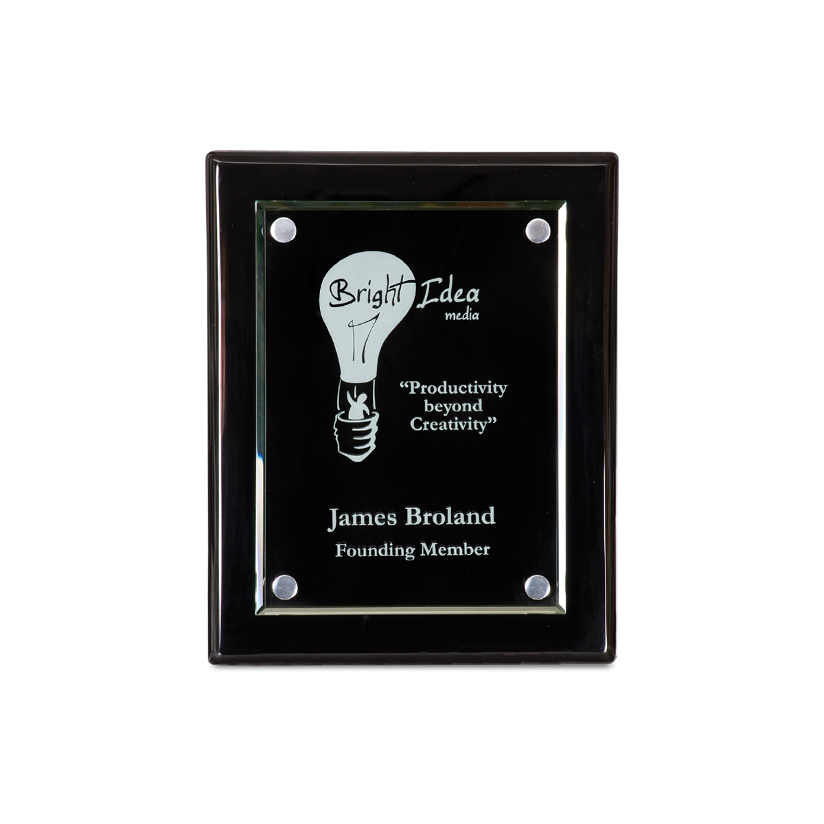 8" x 10" Black Piano Finish Floating Glass Plaque