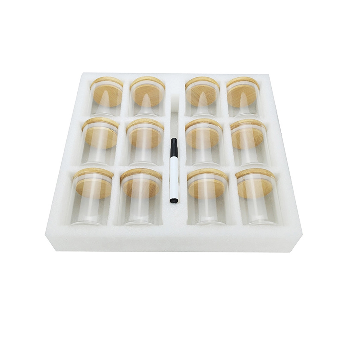 6Oz Small Air Tight Storage Containers With Natural Bamboo 2