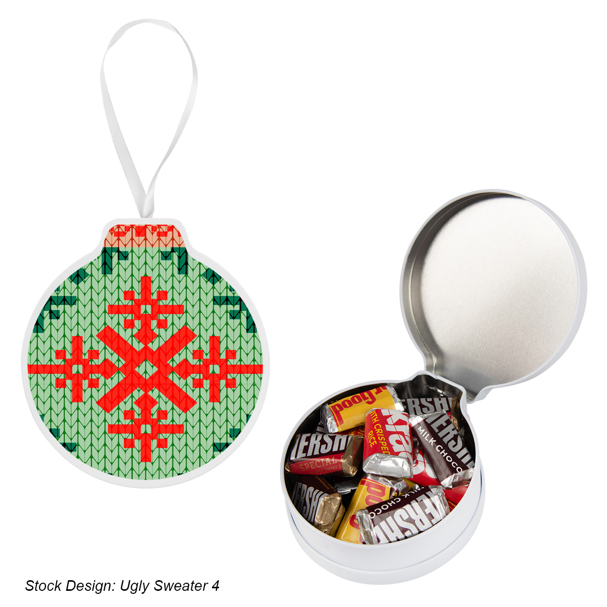 FULL COLOR ORNAMENT TIN WITH CANDY 13