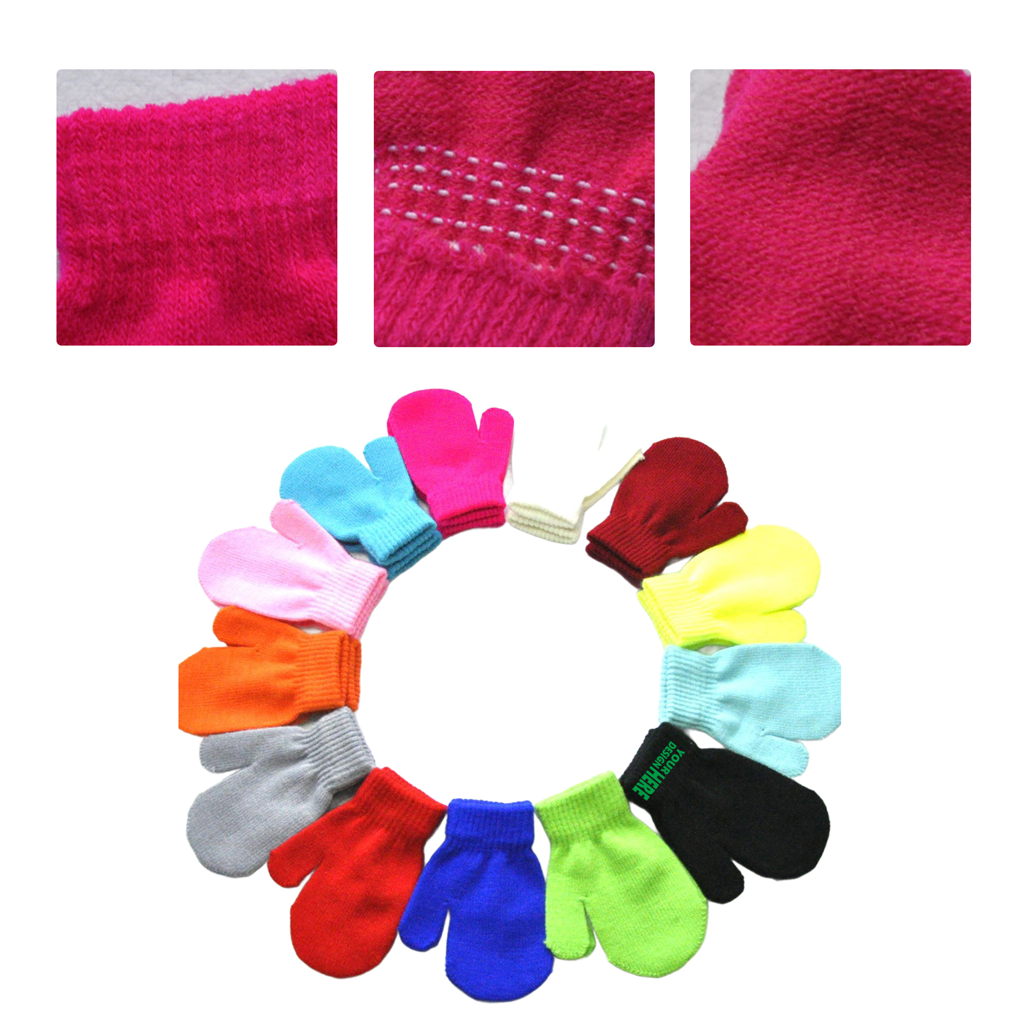MOQ50 Personalized Winter Baby Knitted Mittens 2