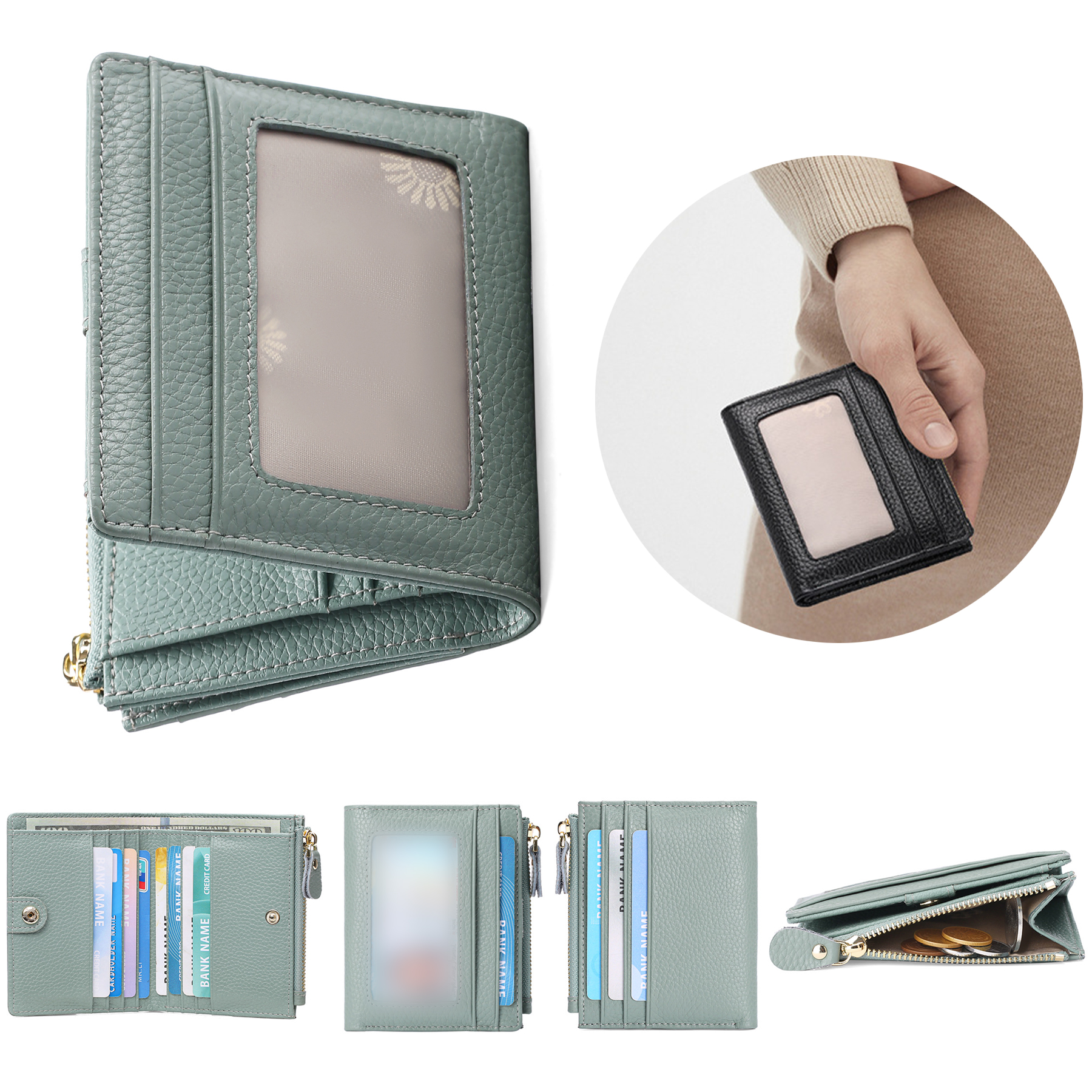 Genuine Leather Bifold Card Holder RFID Blocking Wallet 2