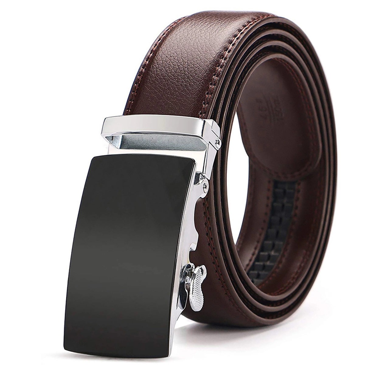 Men'S Leather Dress Belt Automatic Ratchet Buckle 3