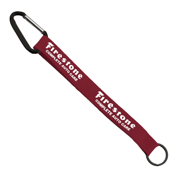 3/4" Sewn Polyester Keychain with Metal Split-Ring and Carabiner 140