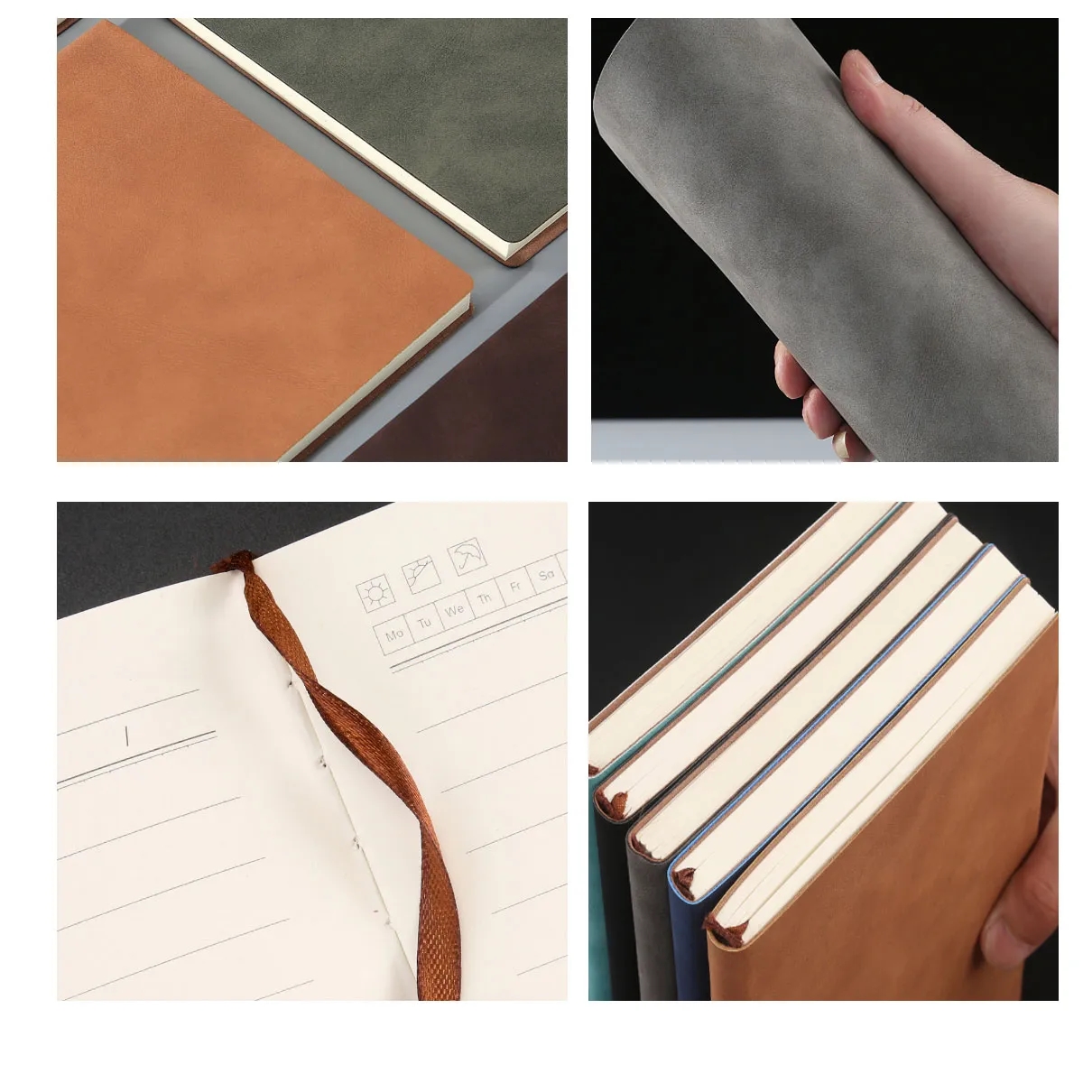 2pcs B5 Soft Leather Smooth Touch Thick Paper Notebook 3
