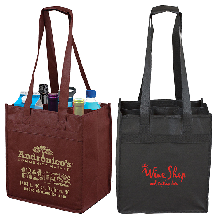 10"W x 11"H x 7”Gusset - "THE SONOMA" 6 Bottle Wine Tote Bag