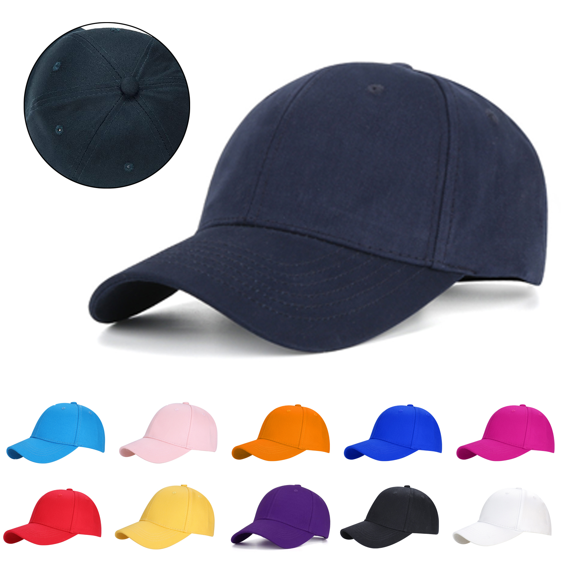 Kids Plain Cotton Adjustable Baseball Cap 2