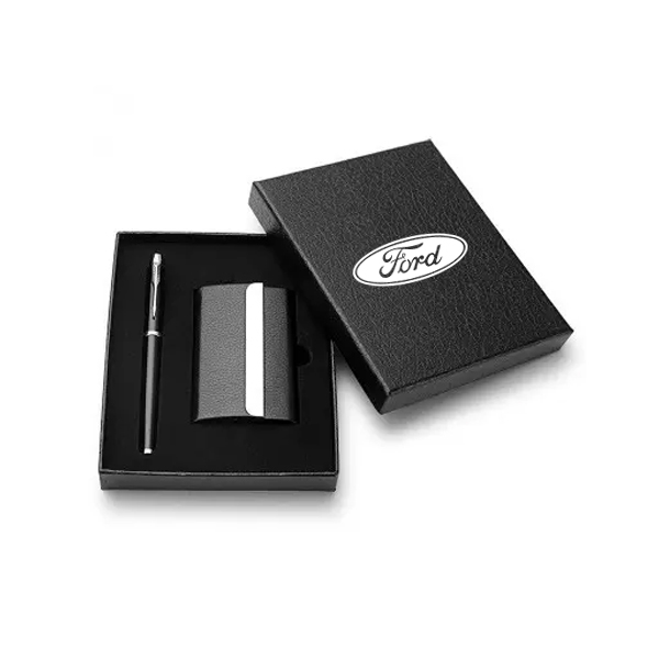 Metal Faux Leather Business Card Holder And Executive Pen Gift Set 7