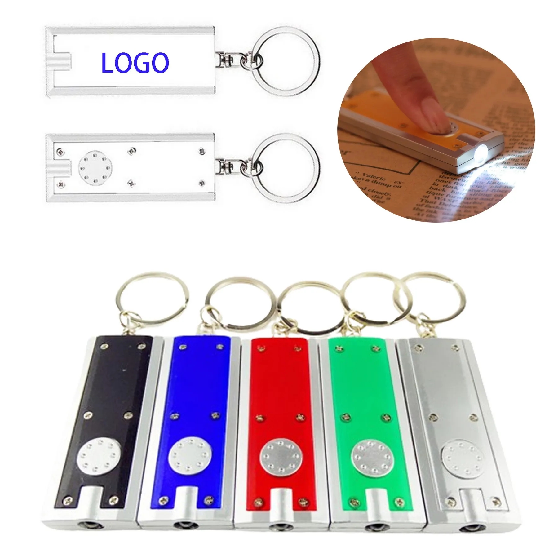Slim Rectangular Flashlight w/Swivel Key Chain 5