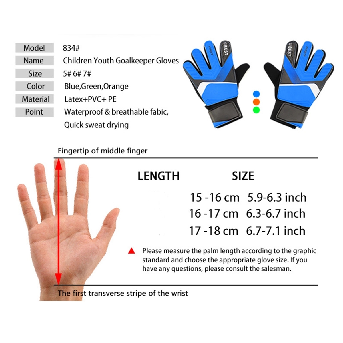Sports Soccer Goalkeeper Football Gloves for Kids 5