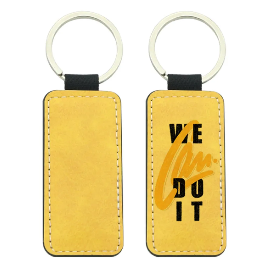 Full-Color Rectangle Leather Keychain 3