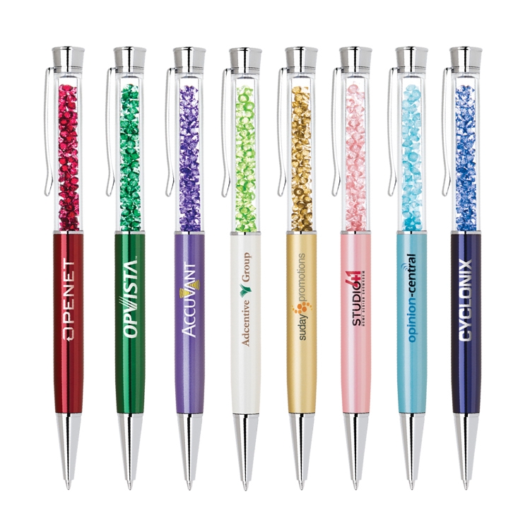 Elegant brass pen with matching crystals and barrel colors 11