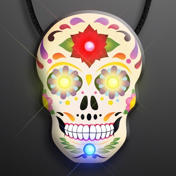 Light Up Day of the Dead Sugar Skull Necklace 2