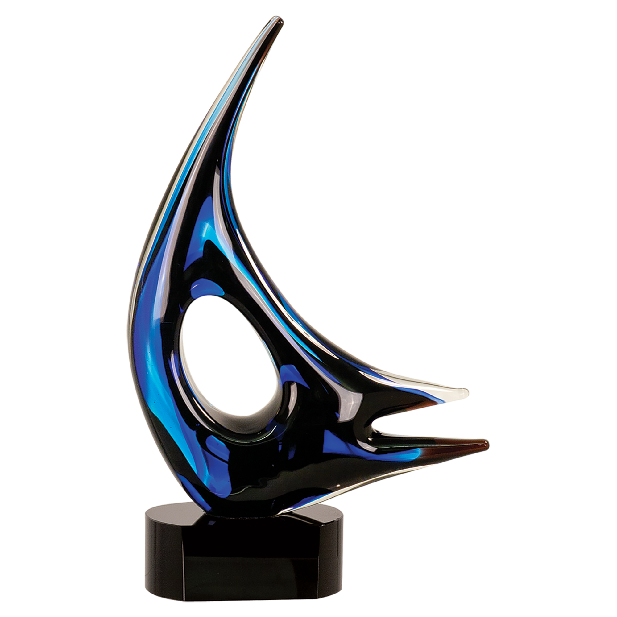14 1/4" Blue Sail Art Glass 6