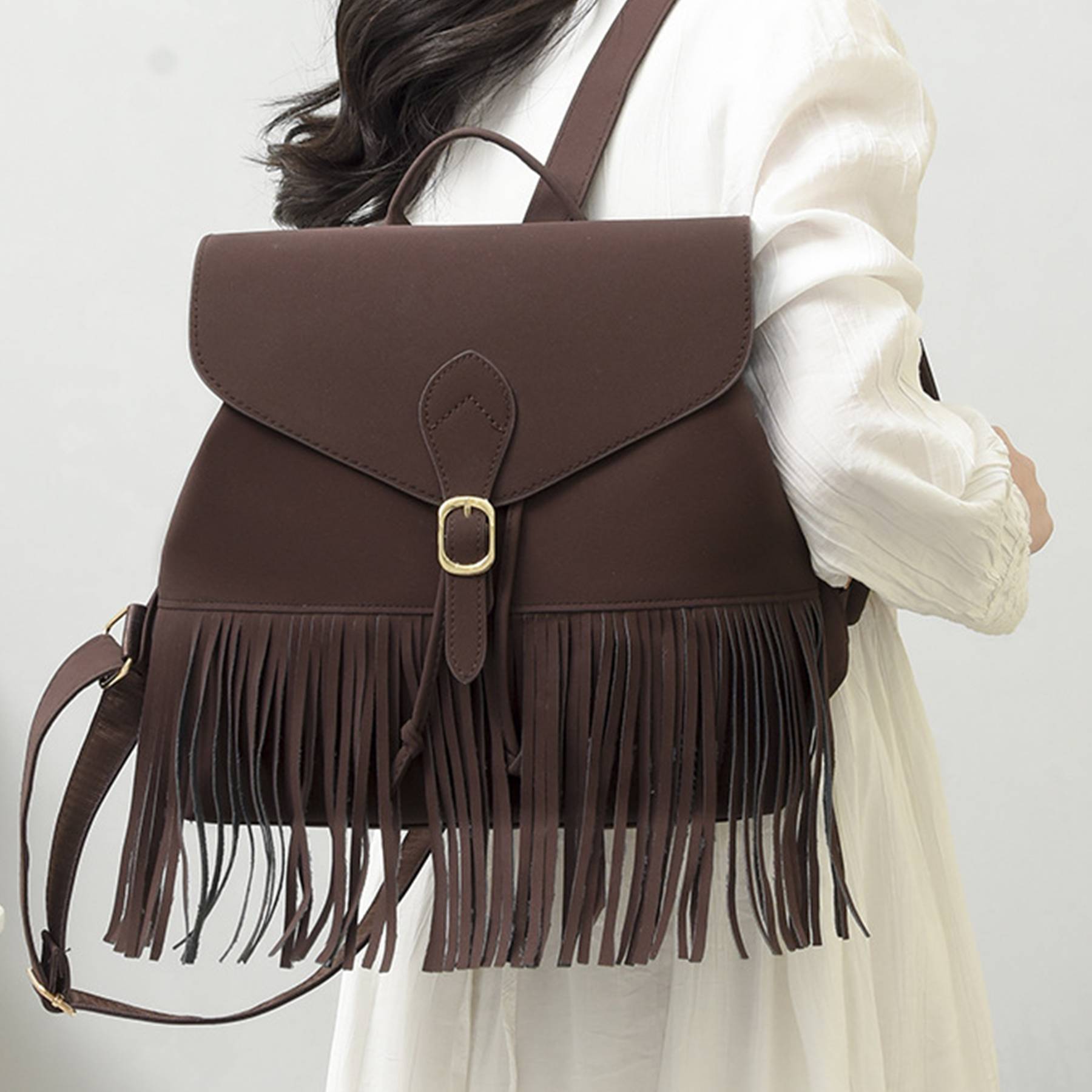 Tassel PU Leather Backpack for Women 5