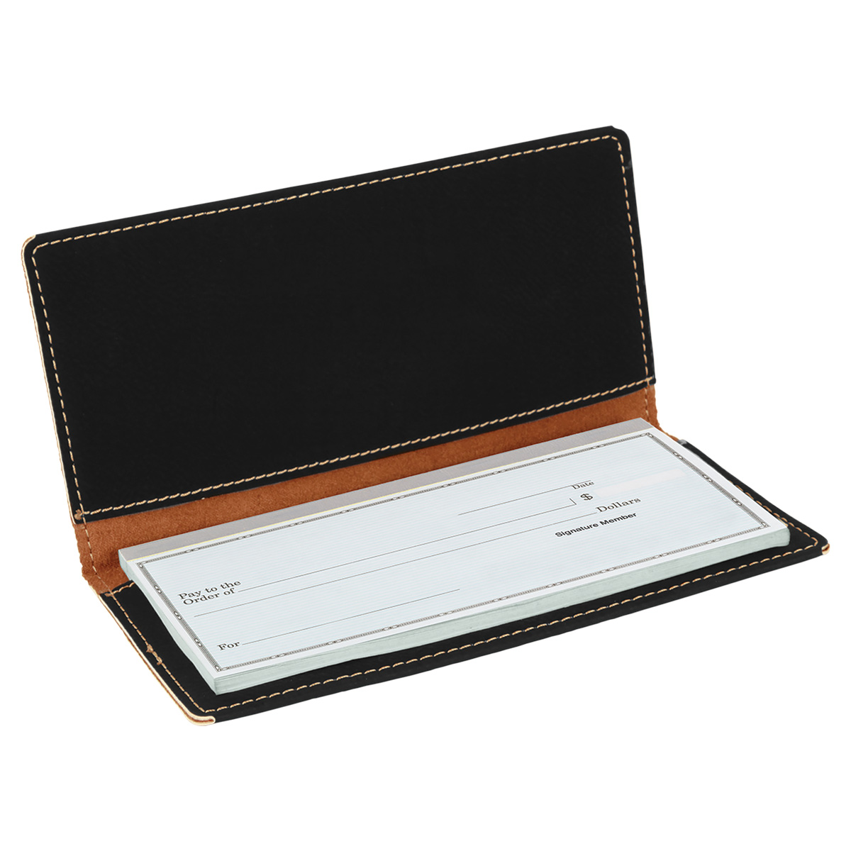 Black/Gold Leatherette Checkbook Cover 2