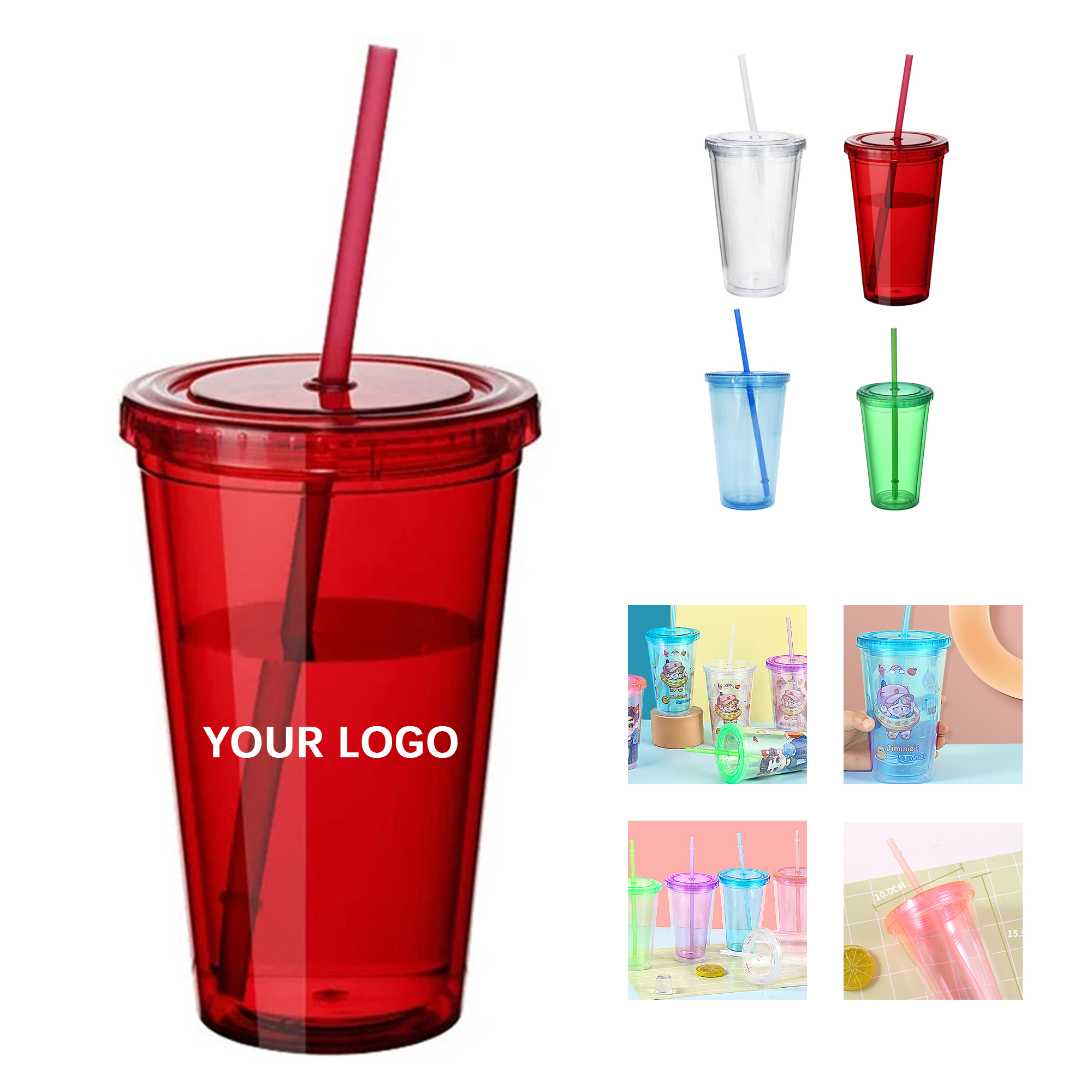 16 Ounce Double Wall Insulated Tumbler With Straw 5