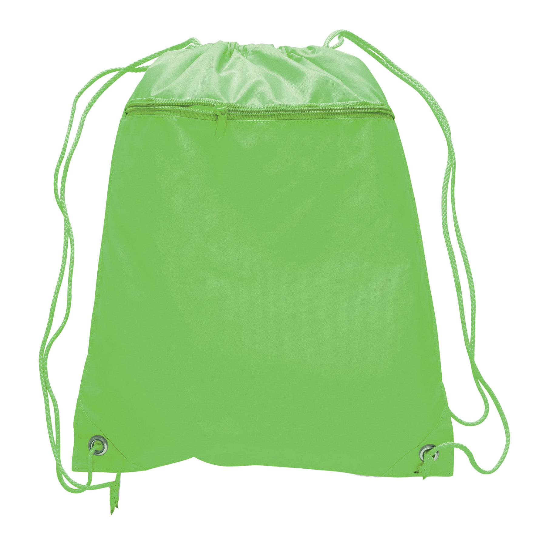 Polyester Drawstring Backpack w/ Front Pocket 14