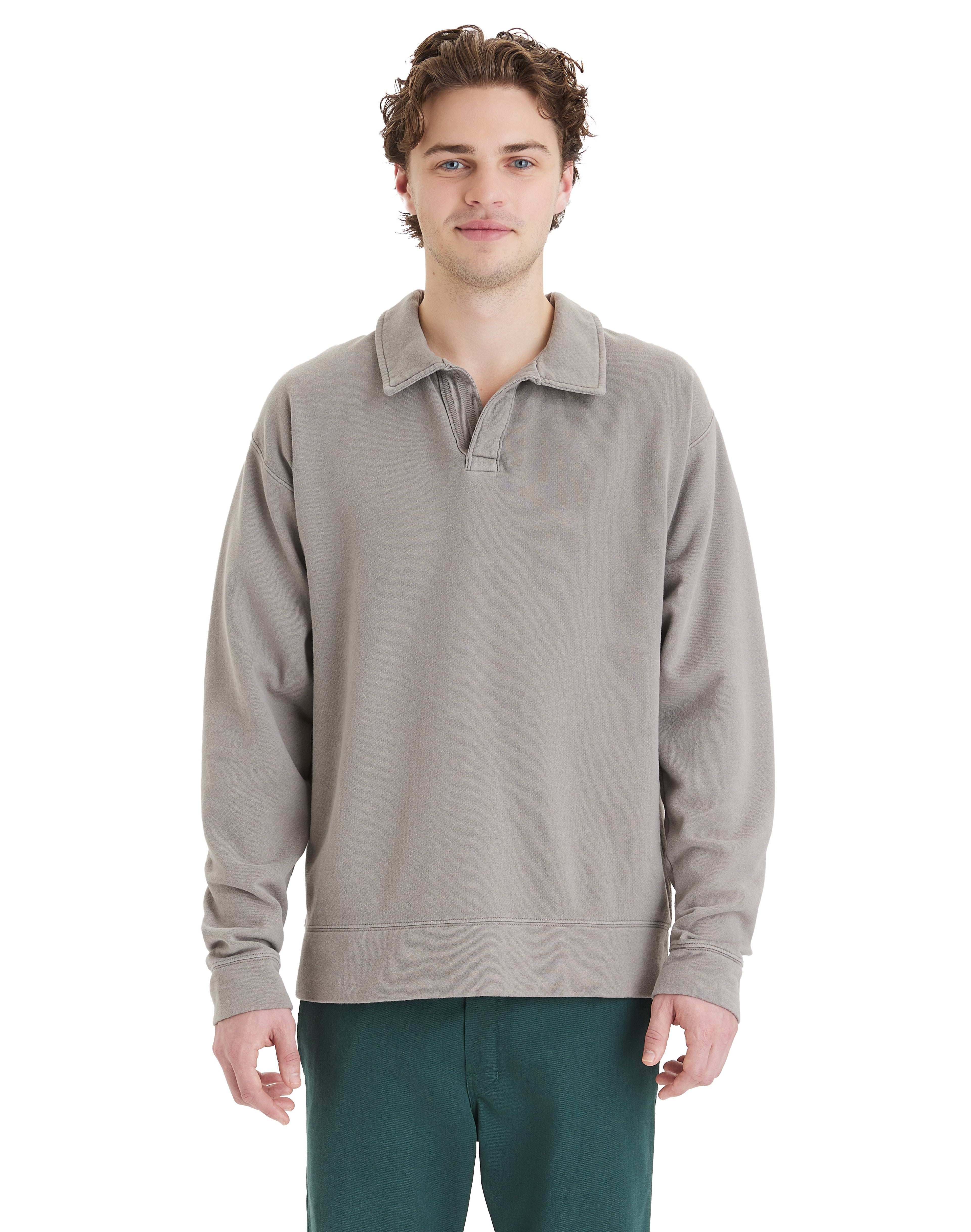 Garment Dye Polo Collar Sweatshirt 4
