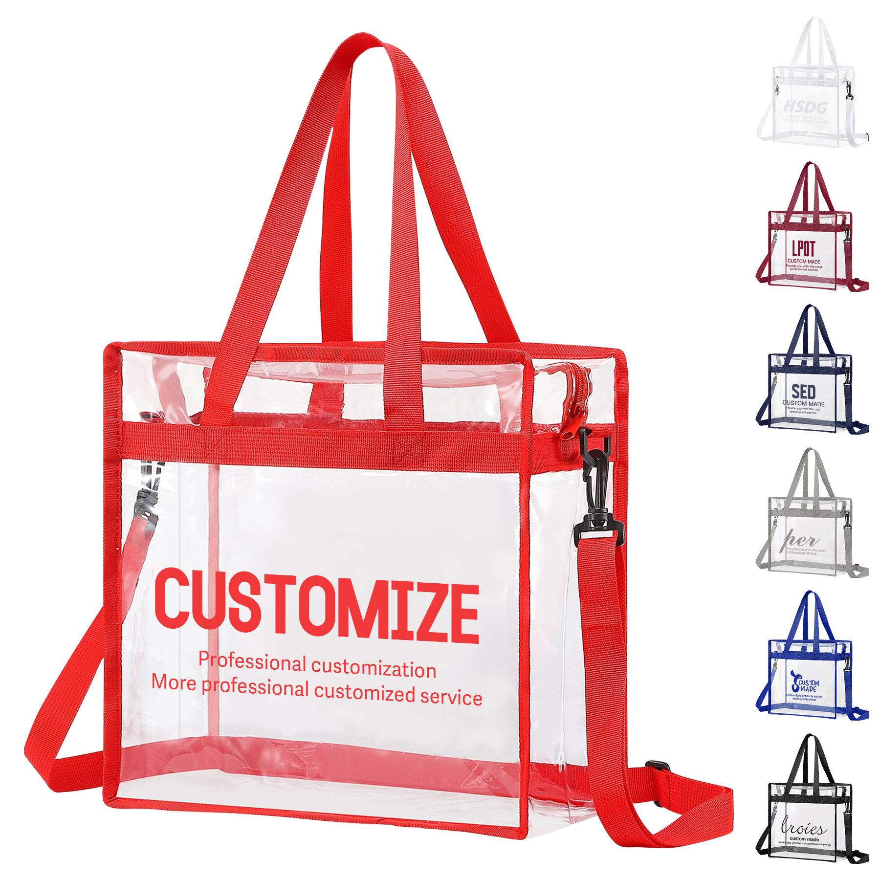 Square Clear PVC Zipper Shopping Tote Bag 4
