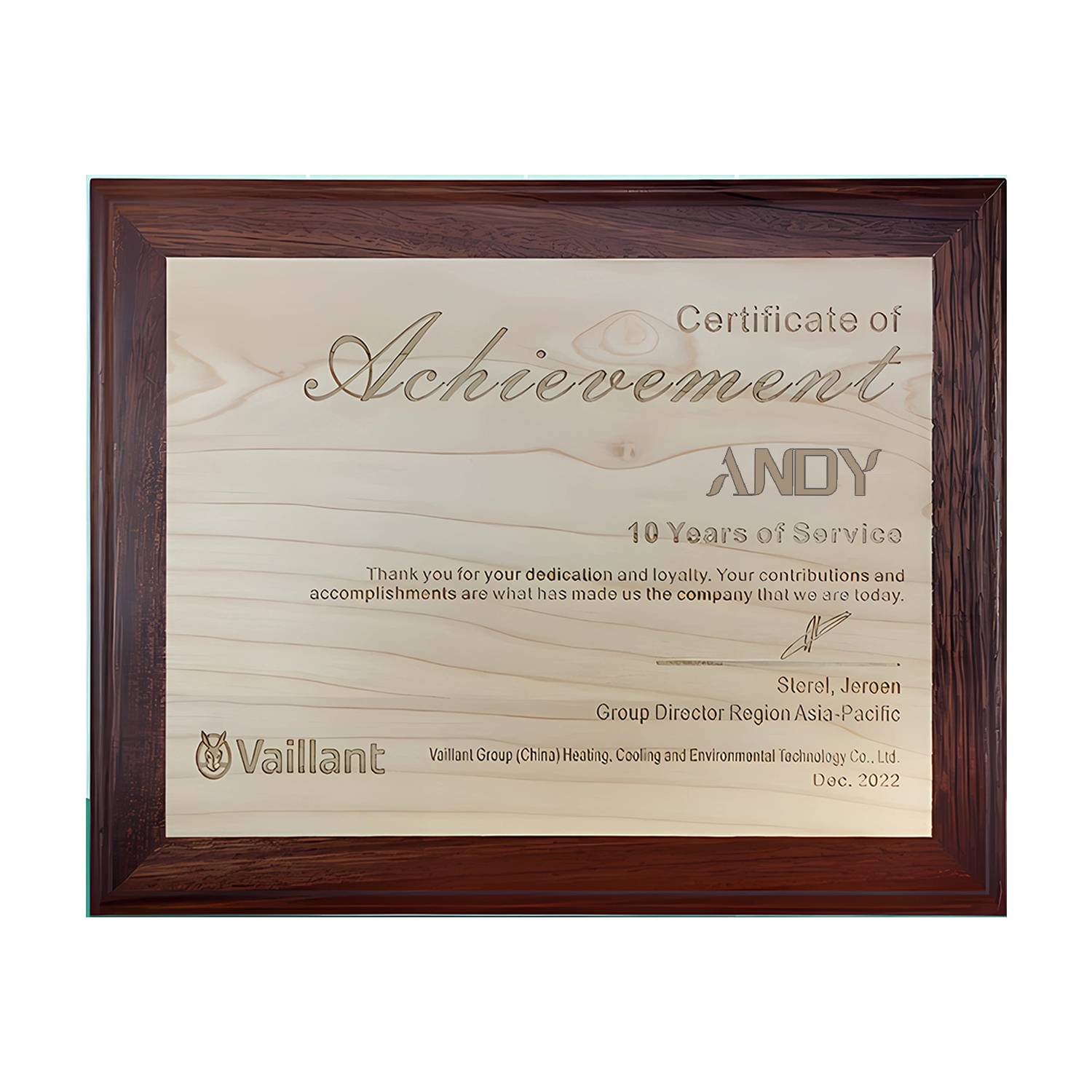 Honorary Certificate Holder Of Cherry Wood Veneer Office 4