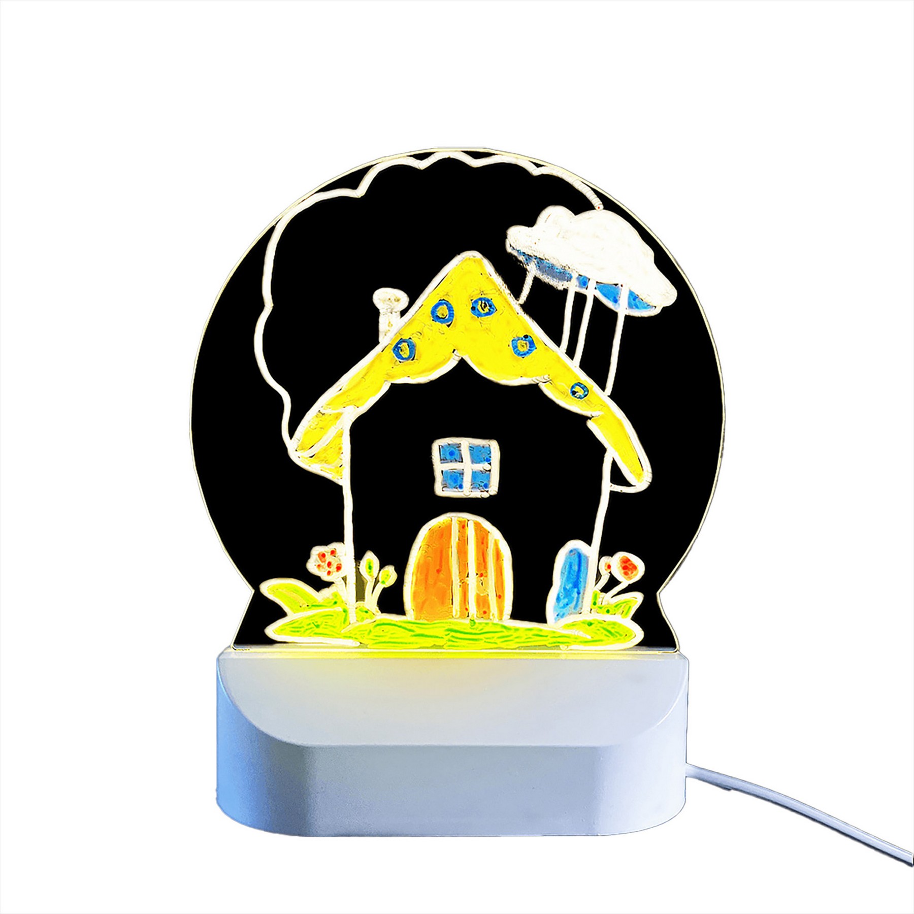 USB Light Round Shape Acrylic Message Board With 7 Color Pen 3