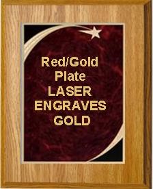 7" x 9" Oak Finish Plaque with a Red Victory Star Marble Plate 2