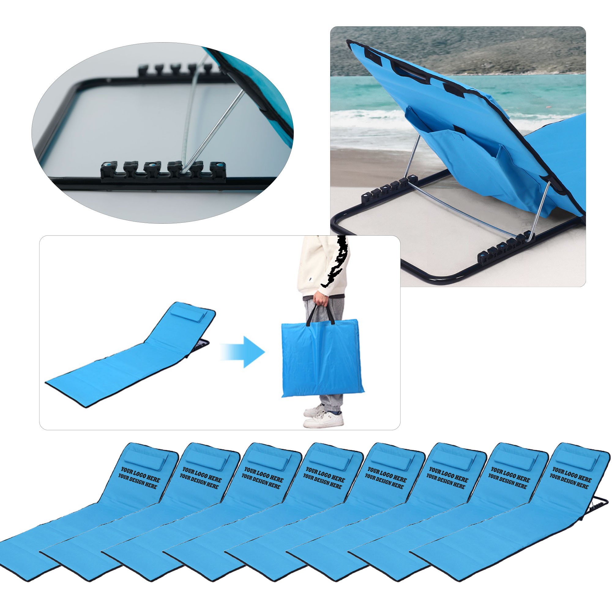 MOQ100 Portable Sunbathing Beach Chair 2
