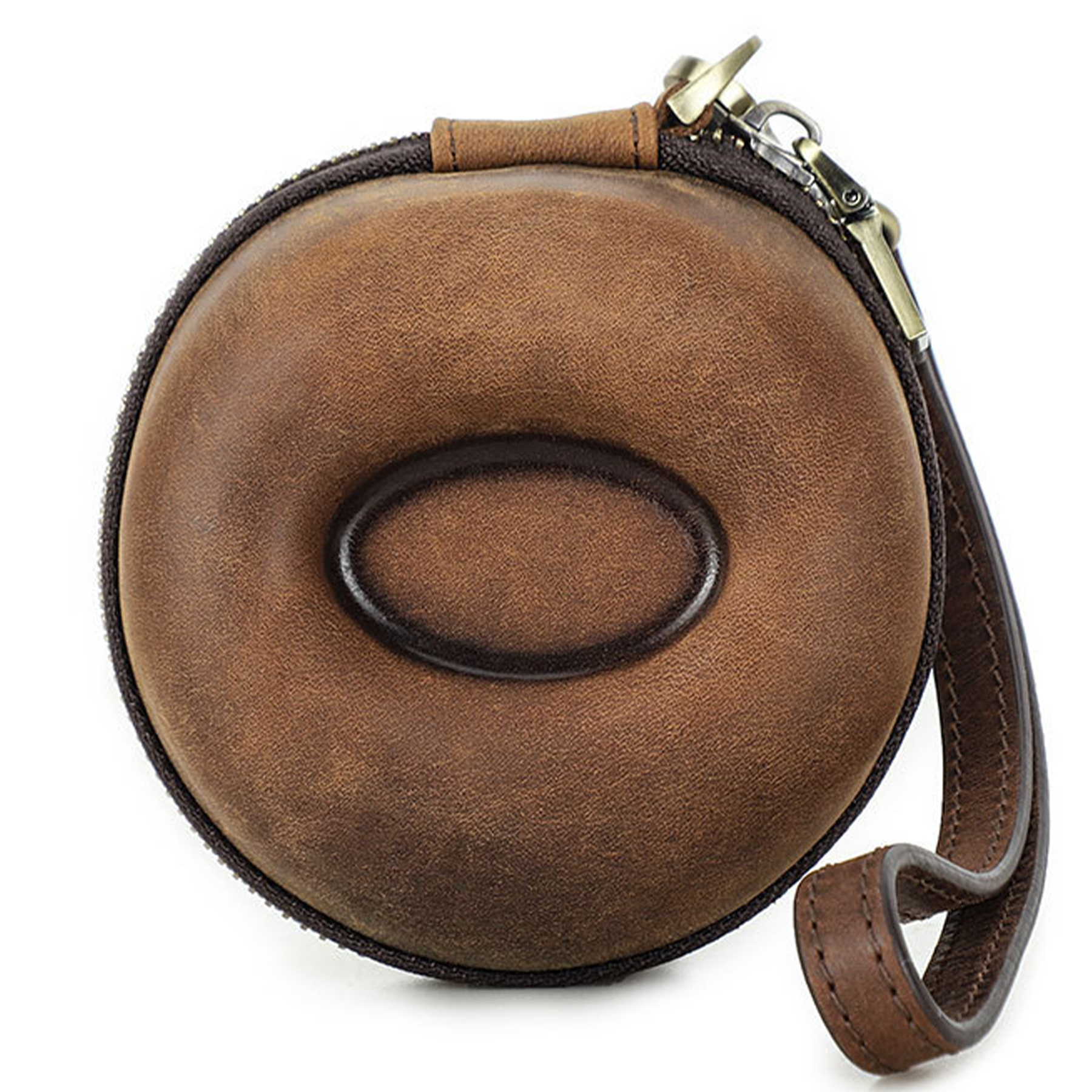 Genuine Leather Round portable watch storage bag 3