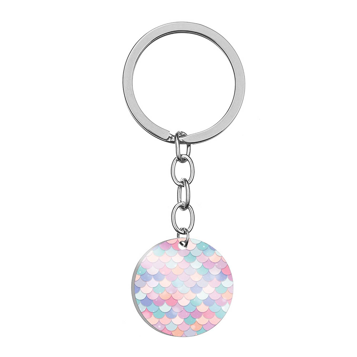 Stainless Steel Rainbow Fish Scale Keychain For Bags 10