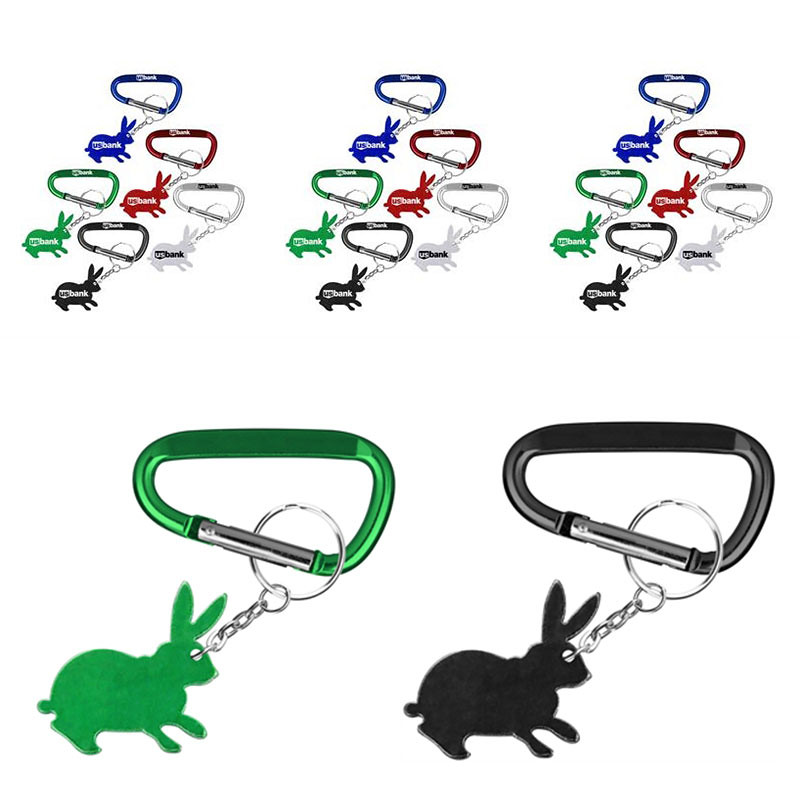 Rabbit Shape Bottle Opener with Key Chain & Carabiner