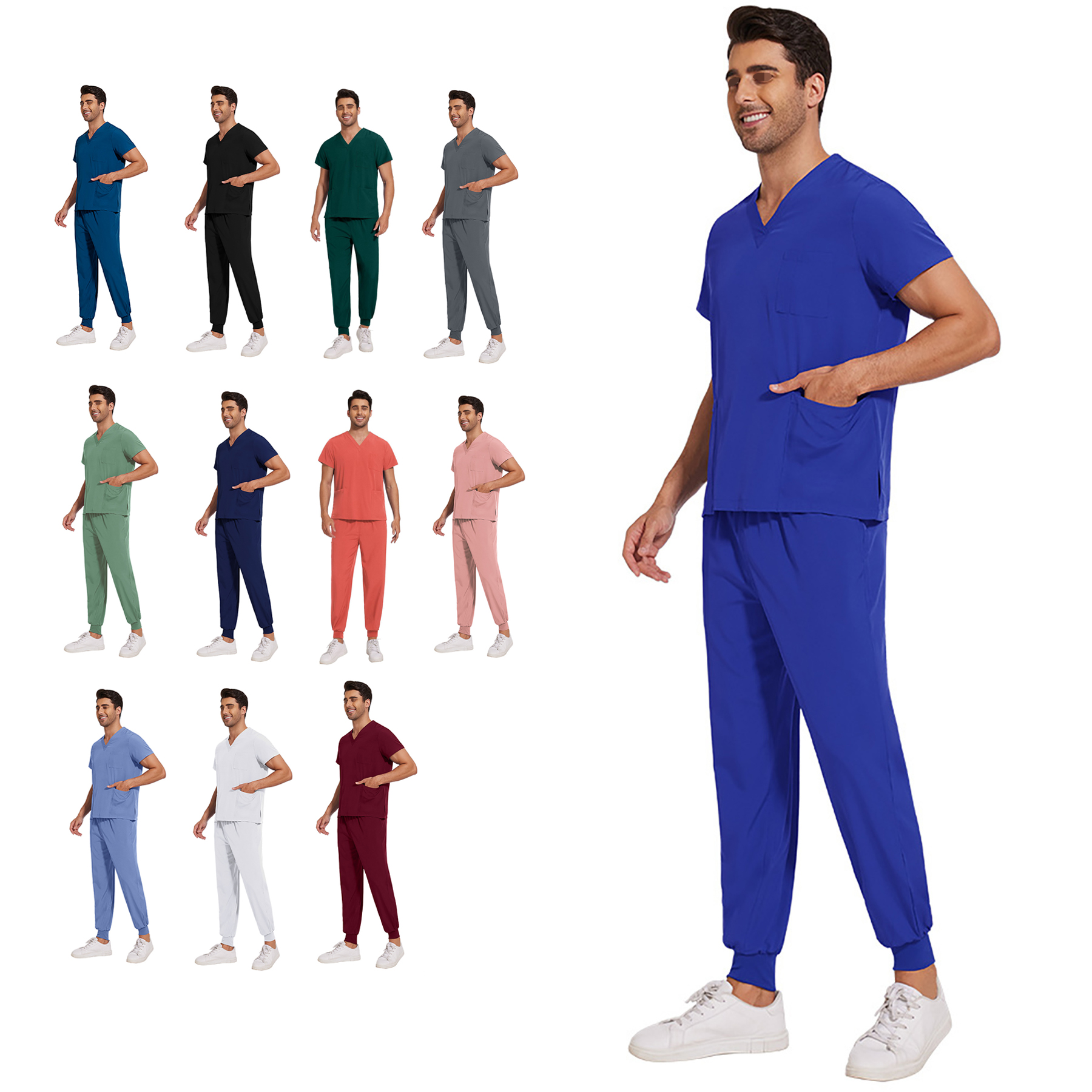 Comfortable V Neck Work Clothes 3