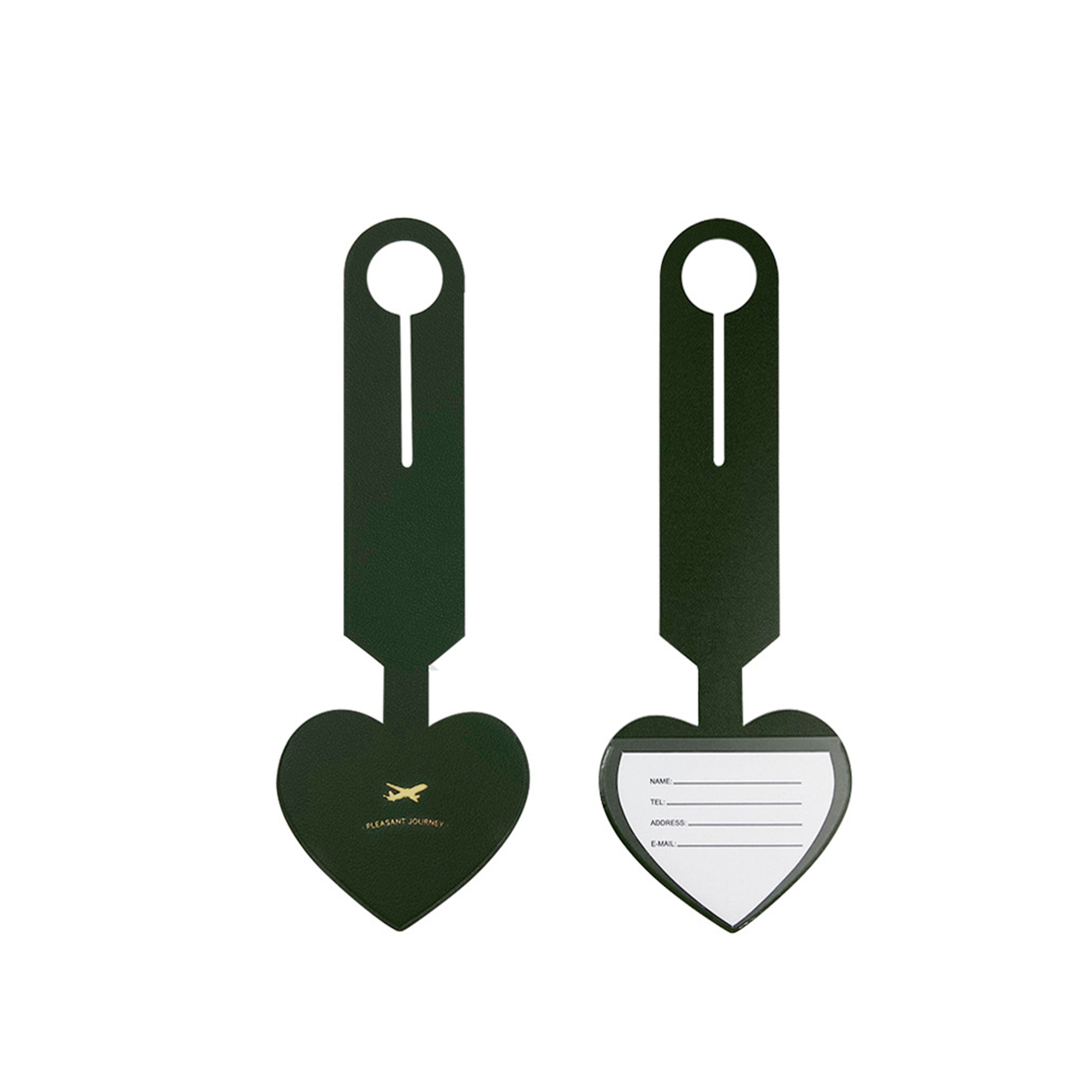 Heart Shape Travel Tag Faux Leather 9.4" Length x 3.4" Width 4