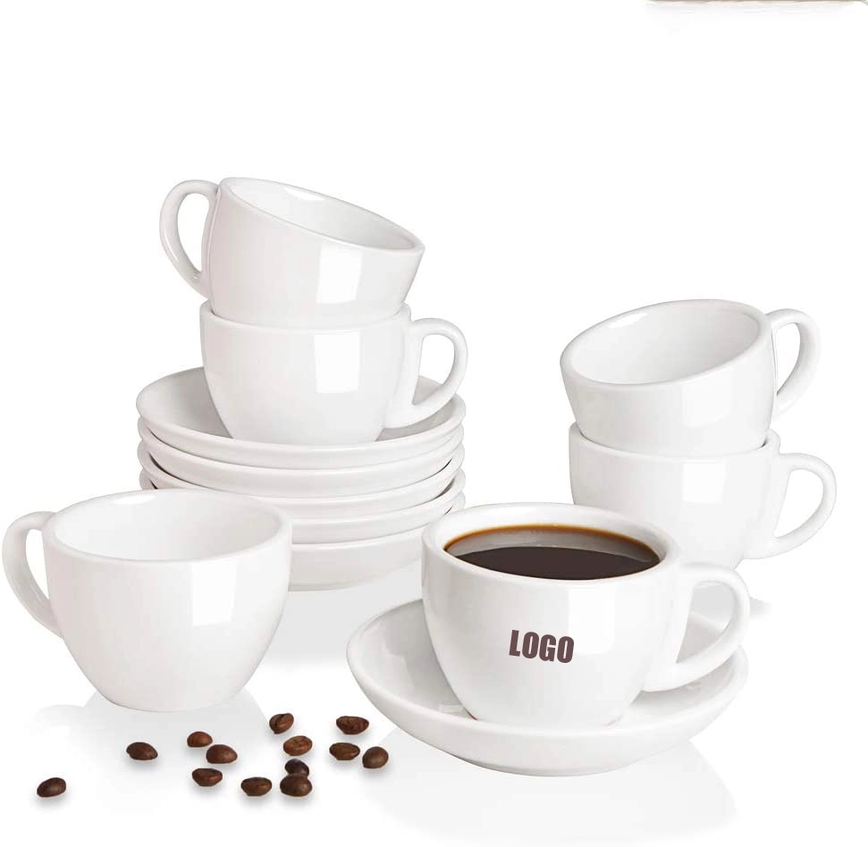 6oz ceramics coffee cups and saucers set 2