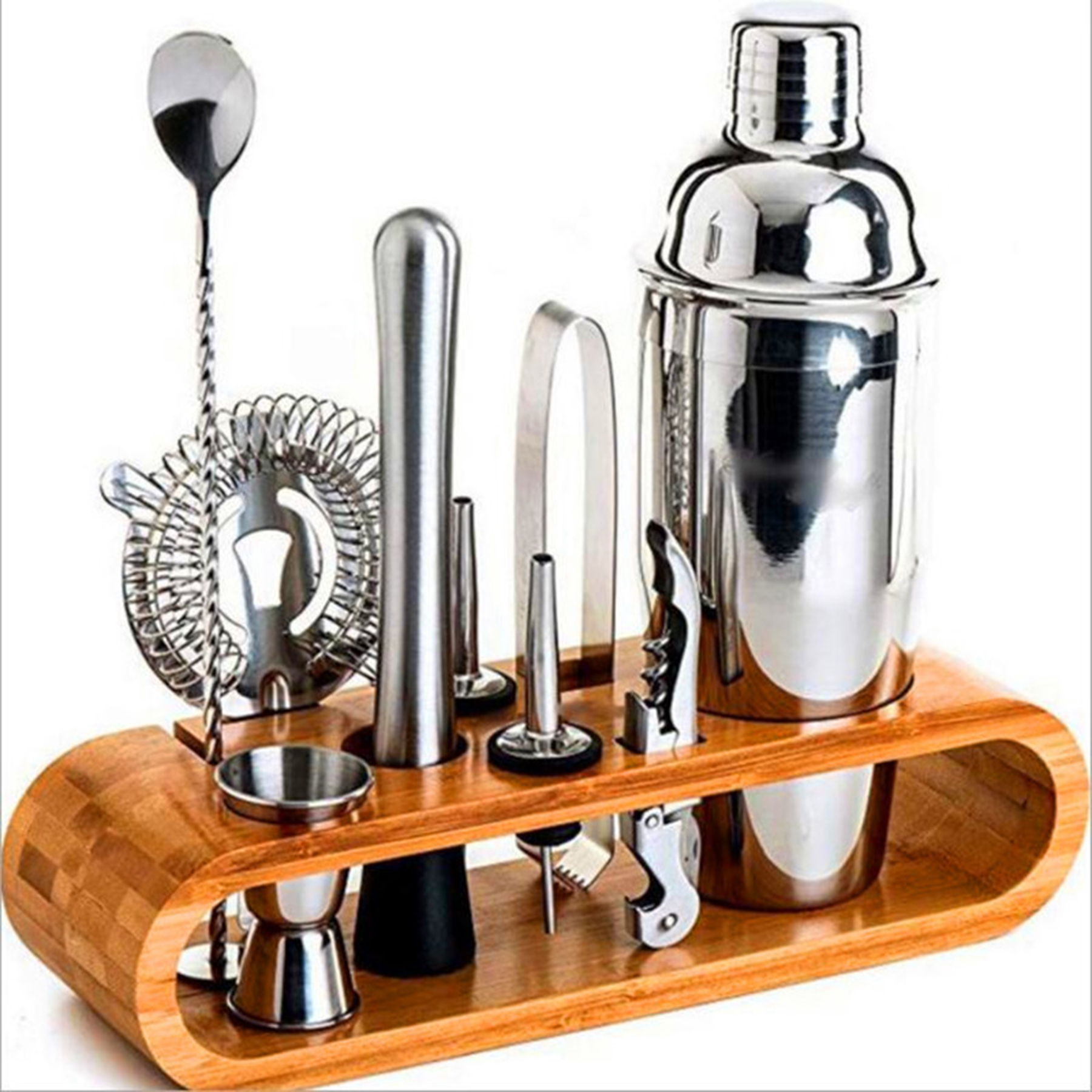 Bartender Kit with Stylish Bamboo Stand 1