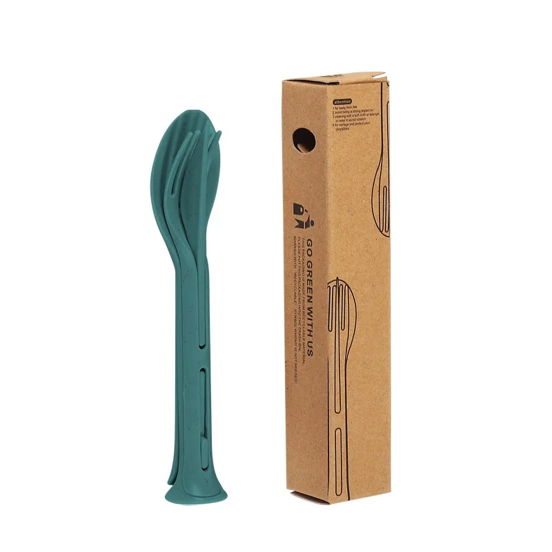 Wheat Straw Three-in-One Portable Cutlery Set 3