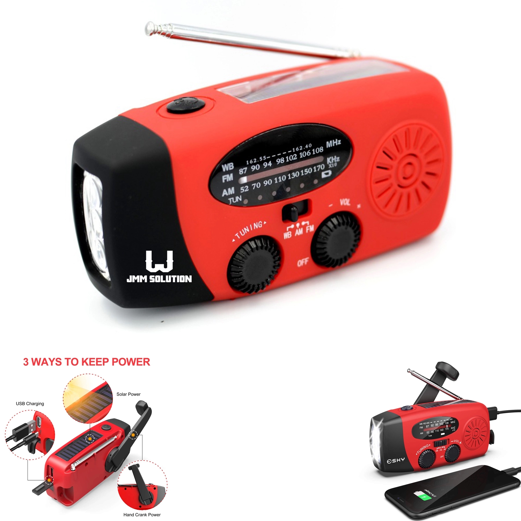 Emergency Hand Crank Solar Radio With Flashlight 1