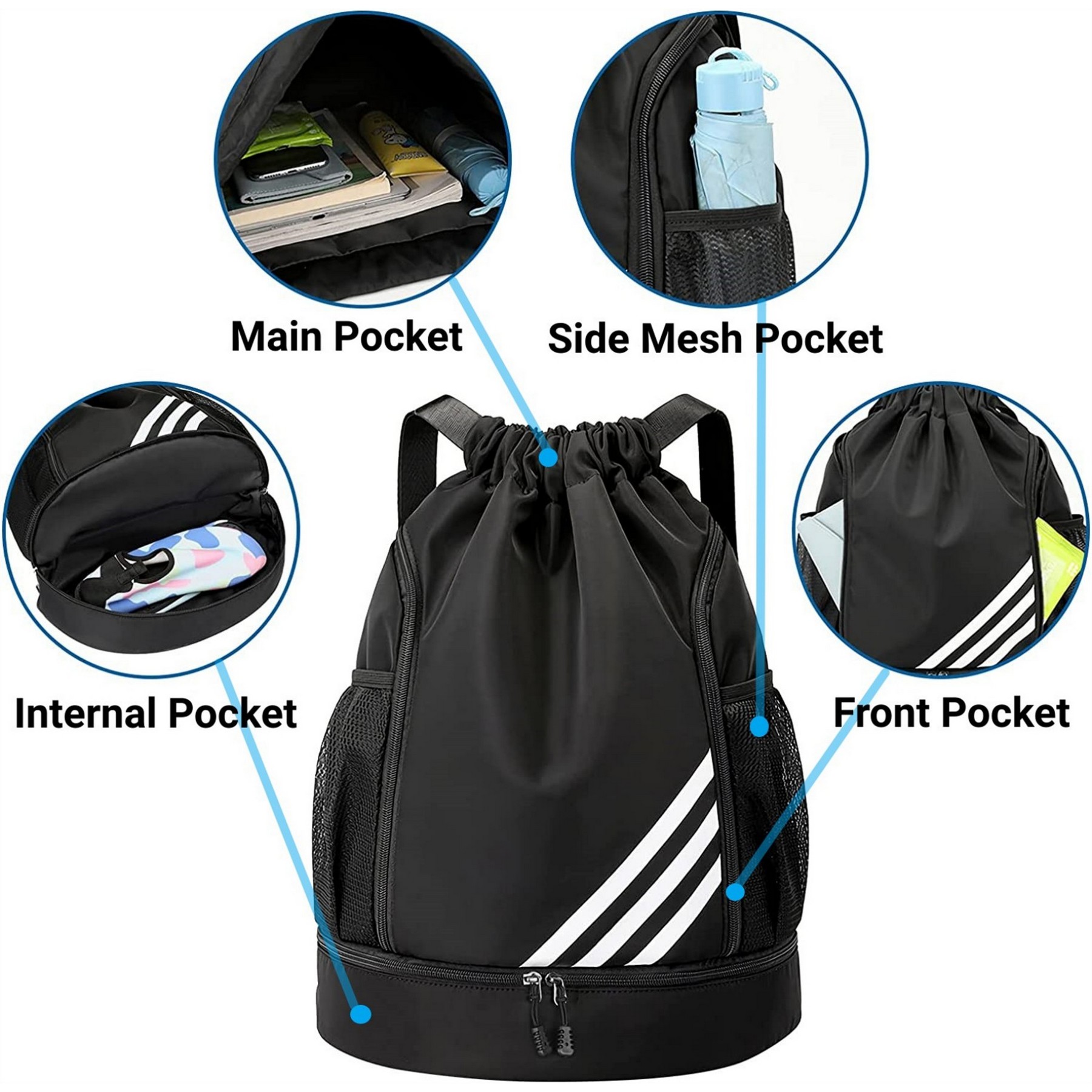 Dry And Wet Separation Drawstring Backpack 5