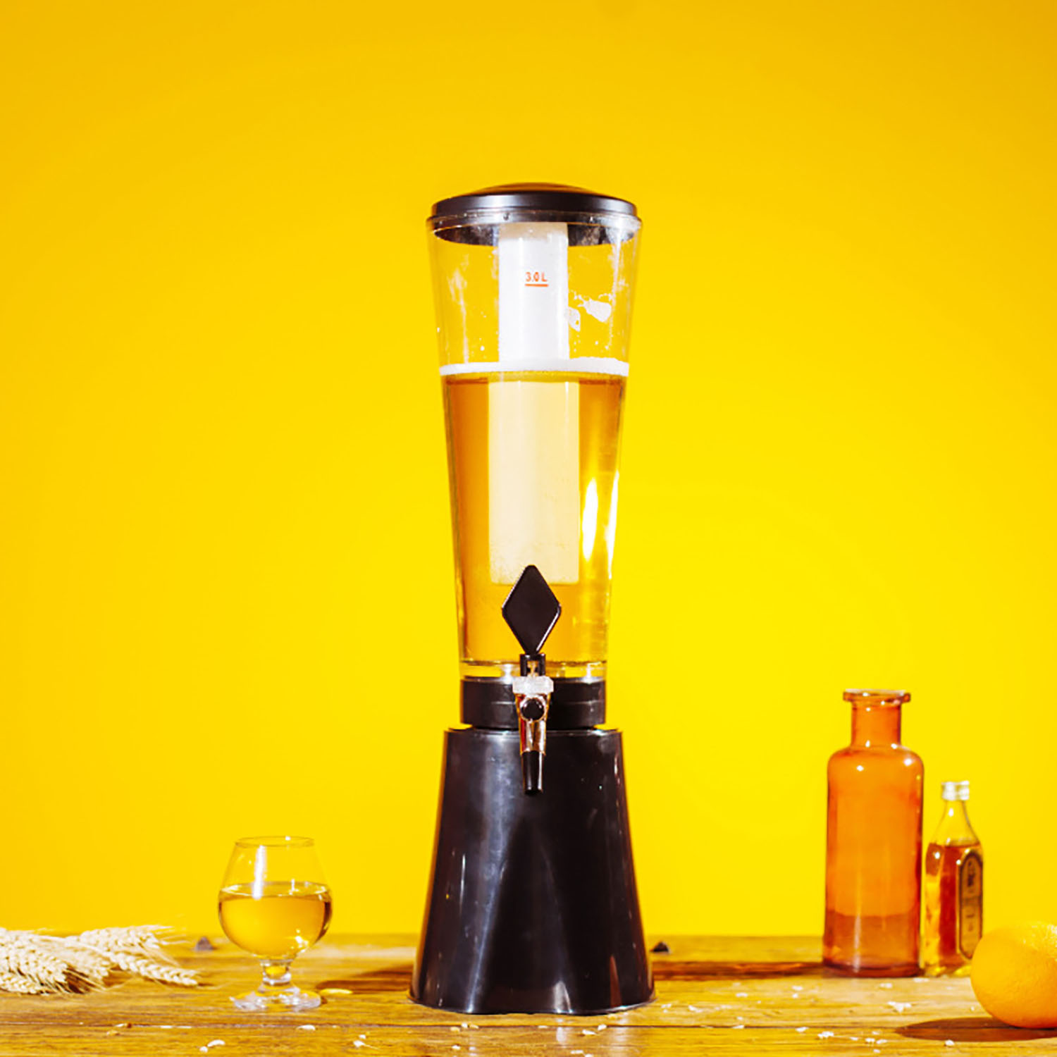 3L ABS Beer Tower Beverage Dispenser w/ Ice Tube 9