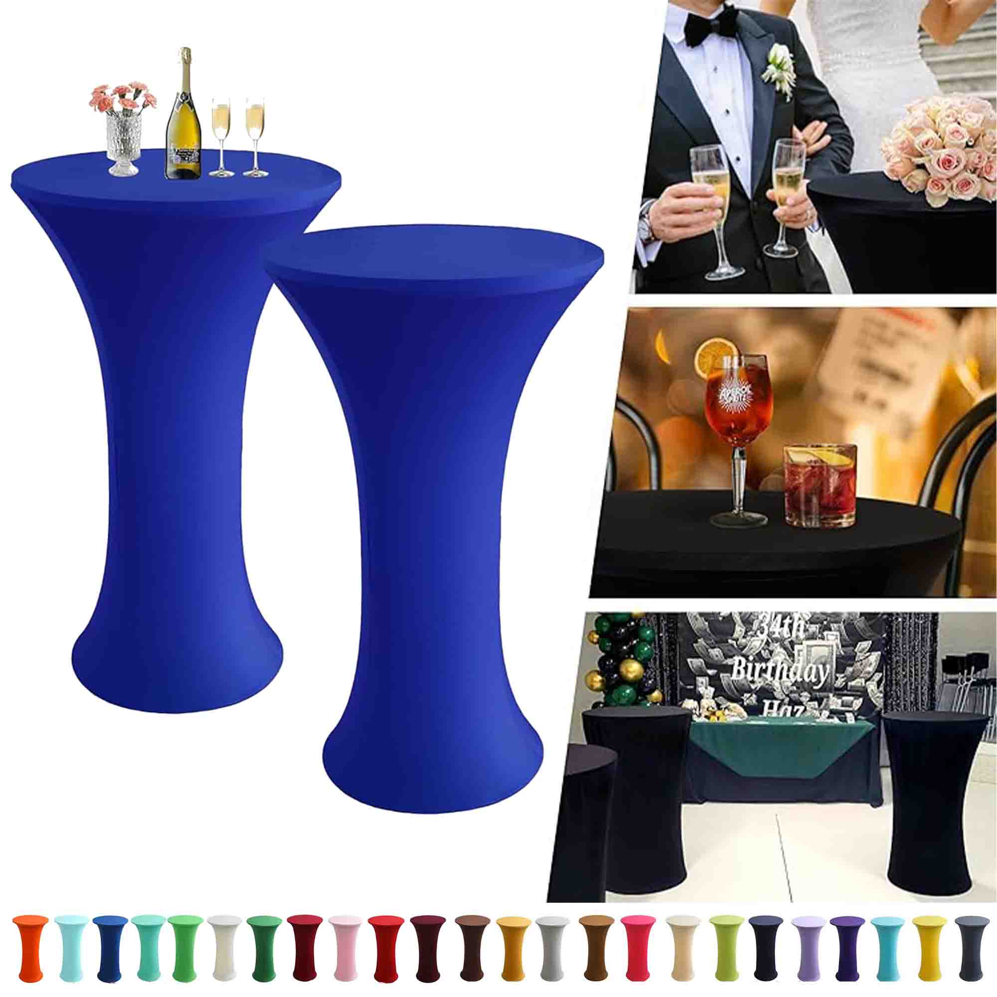Round Spandex Stretch Cocktail Table Cover Black Tablecloth 2