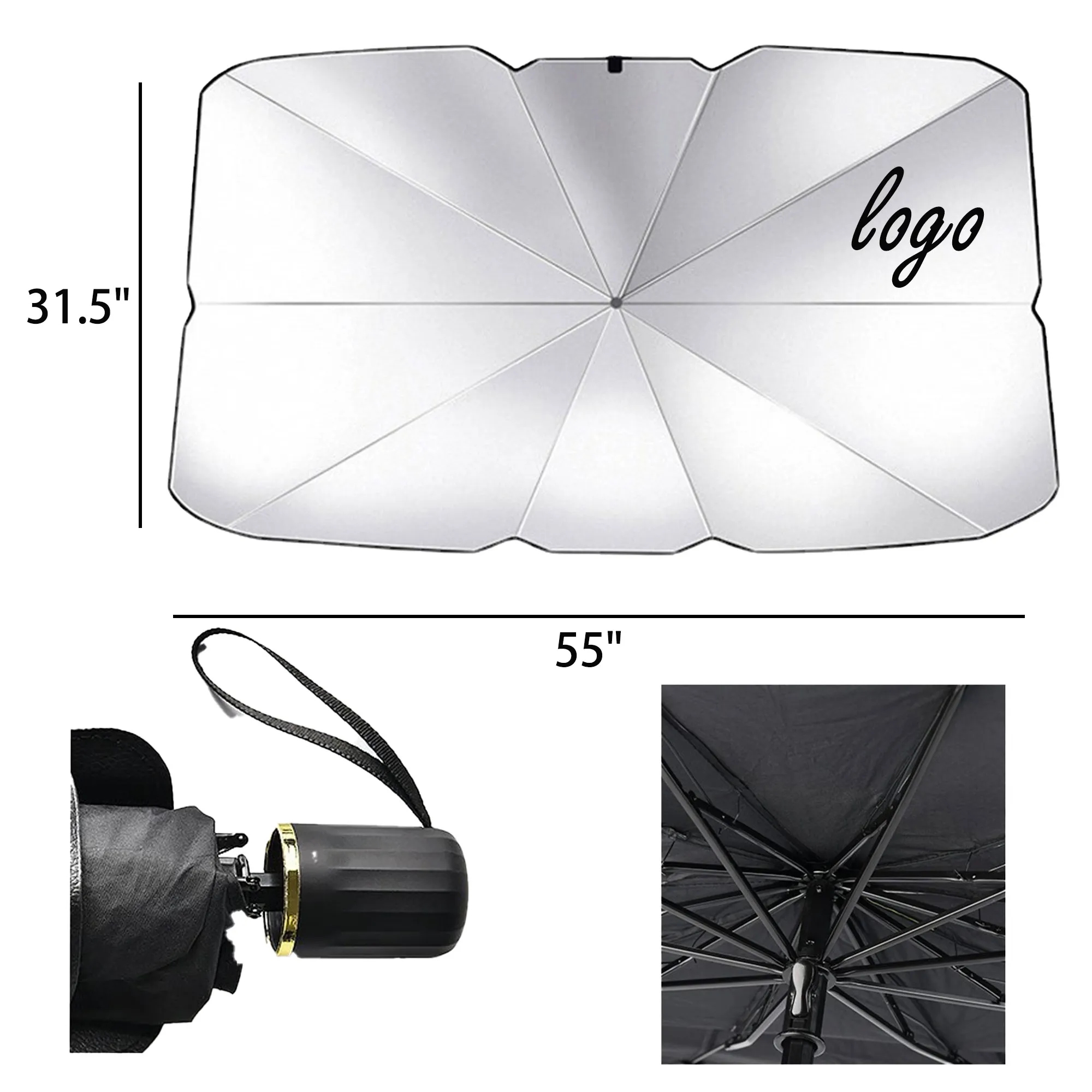 MOQ 10 Car Front Glass Umbrella Type Reflective Sunshade 2