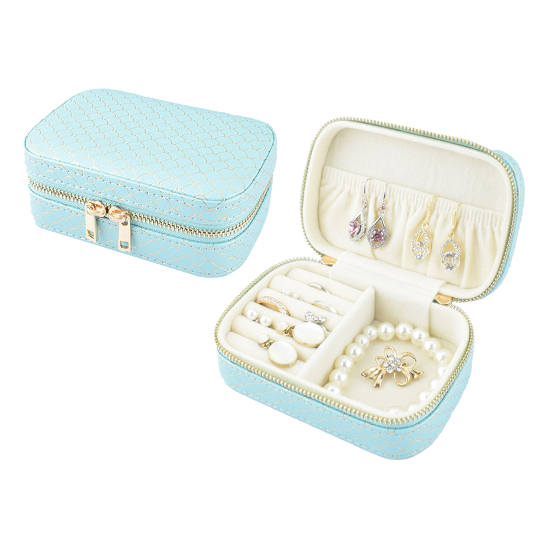 Embossed Mini Jewelry Box with Gold Detailing 6
