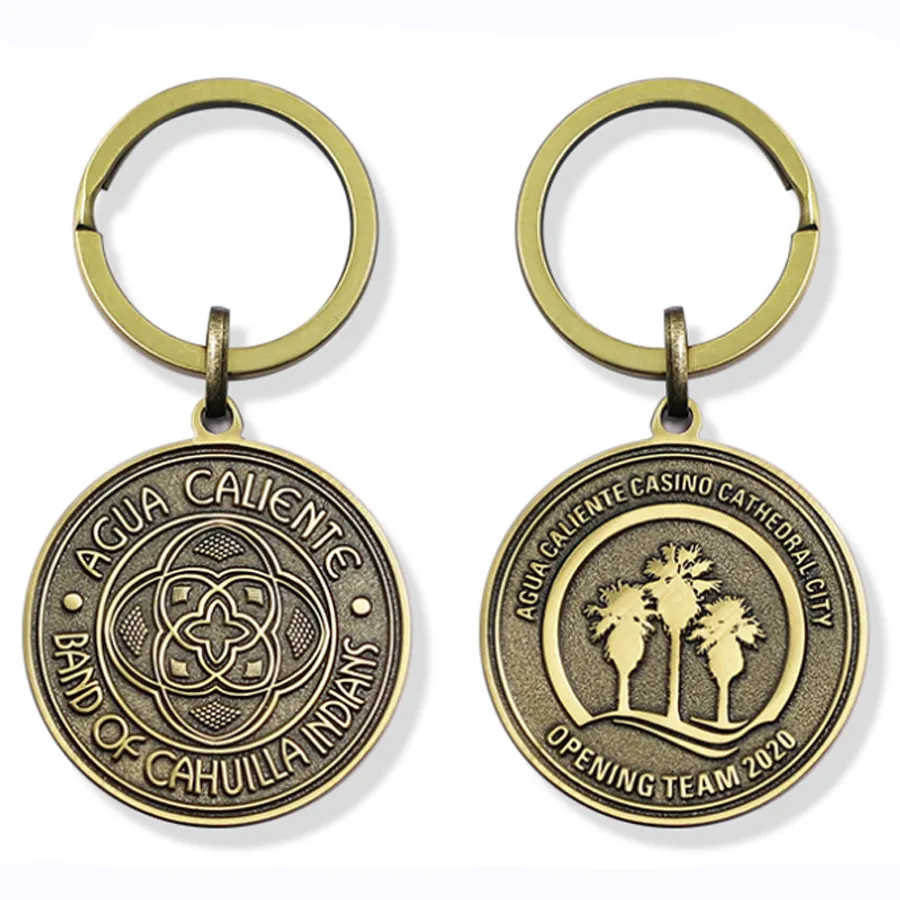 Embossed Classy Round Metal Keychain 2