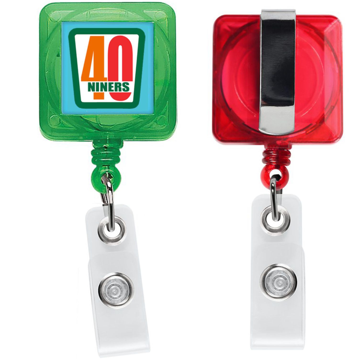 Transparent Square Badge Reel w/ Belt Clip 2
