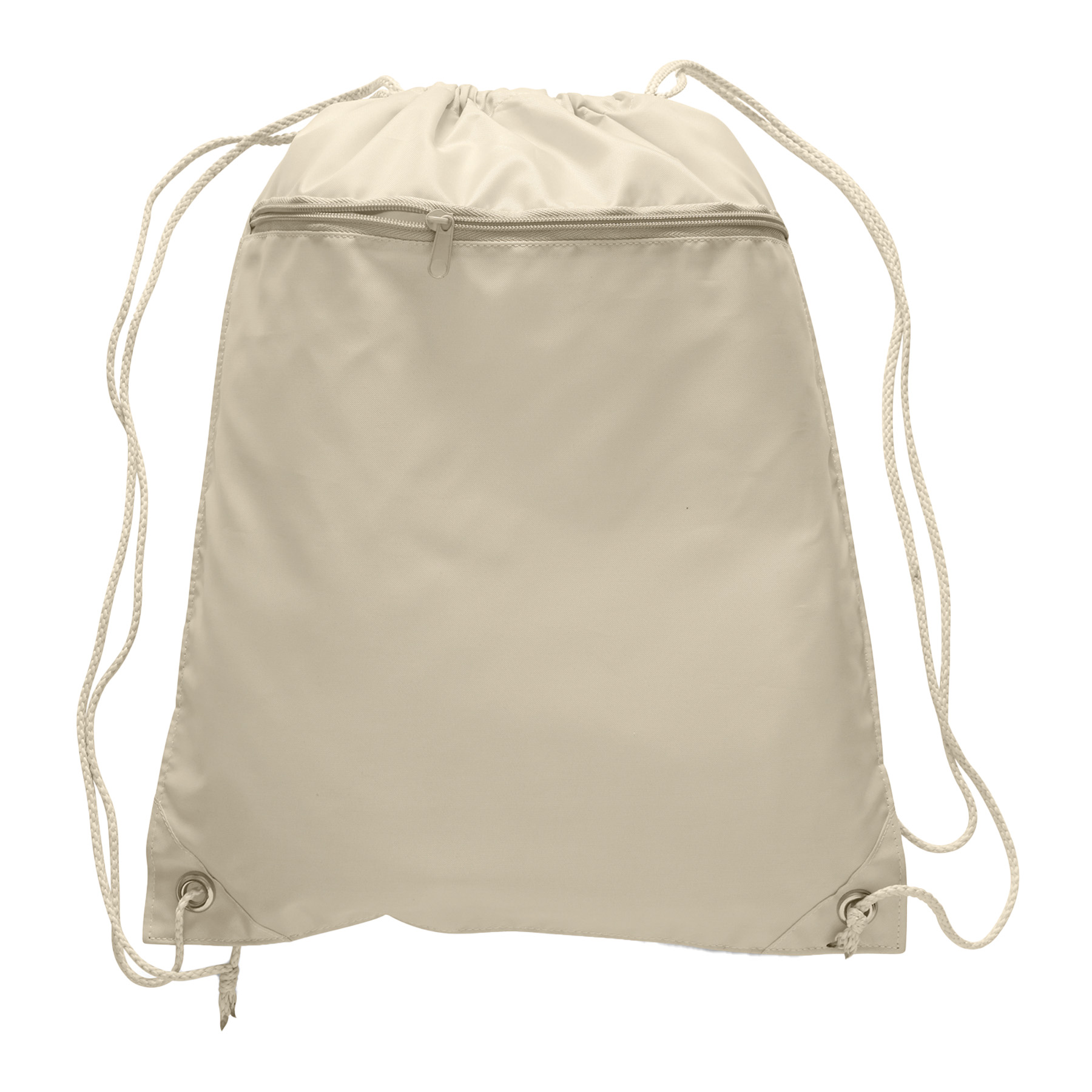 Polyester Drawstring Backpack w/ Front Pocket 15