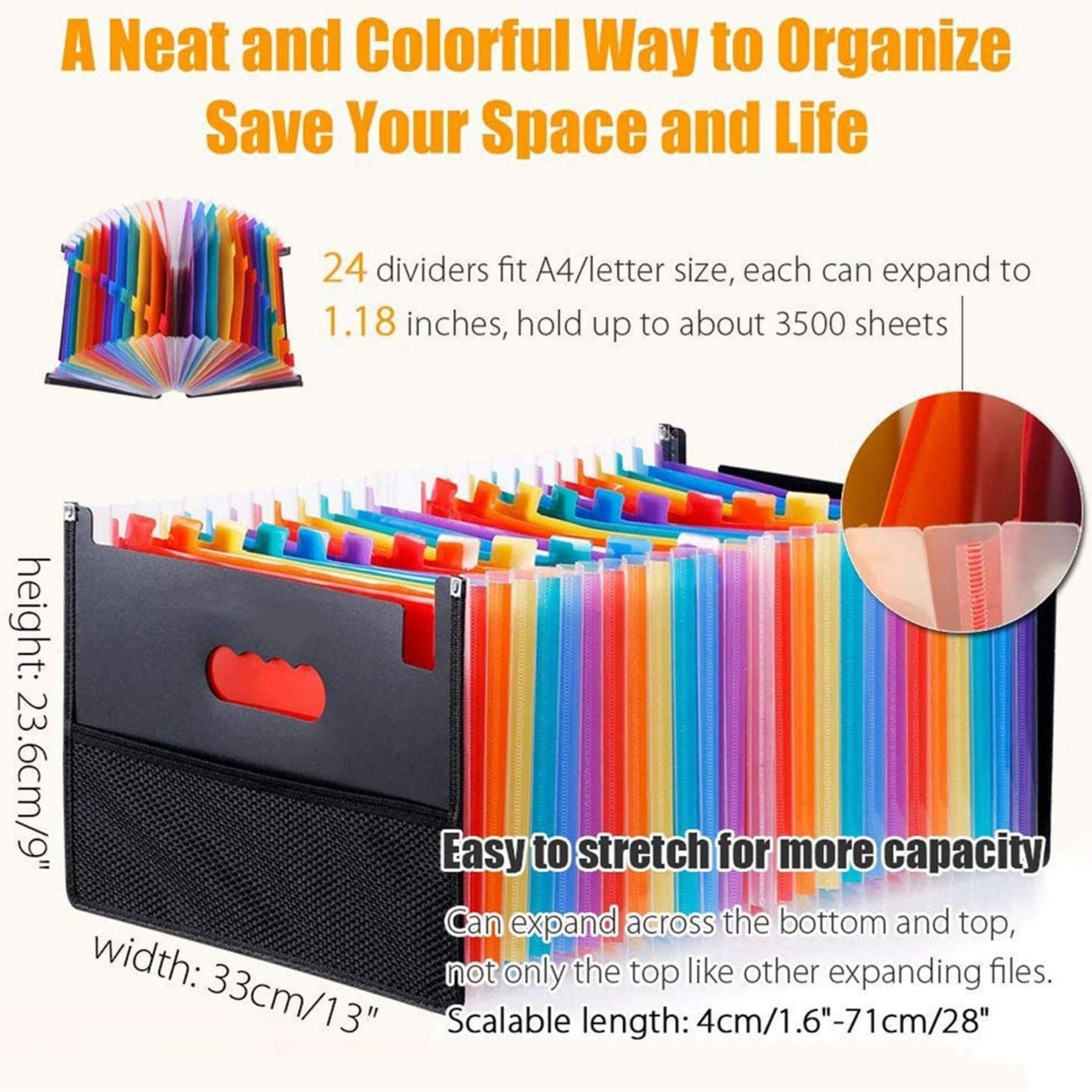 24 Pockets Expanding File Folder With Cloth Edge Wrap 2