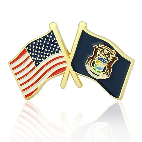 Stock Crossed Flag Pin (USA & USA) 28