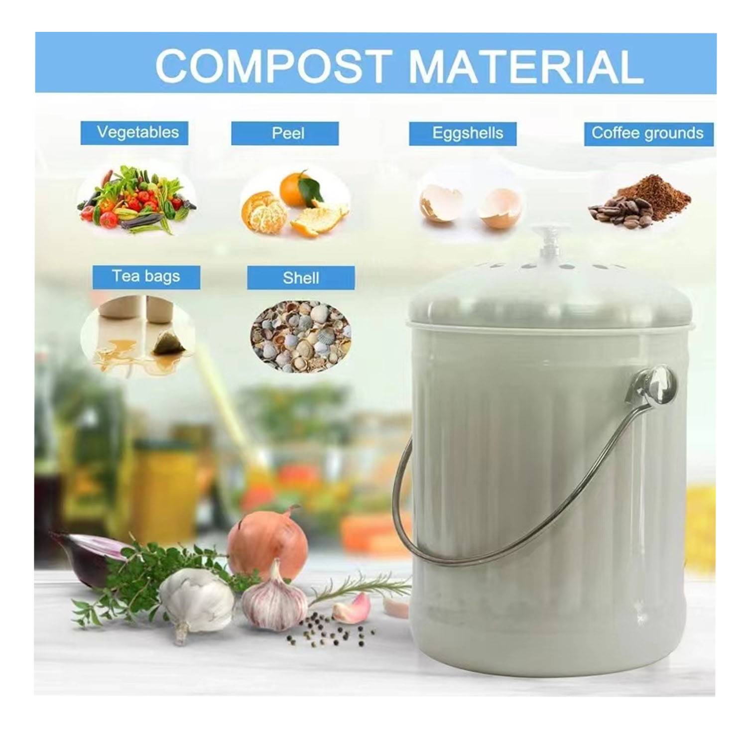 Stainless kitchen compost containers 5