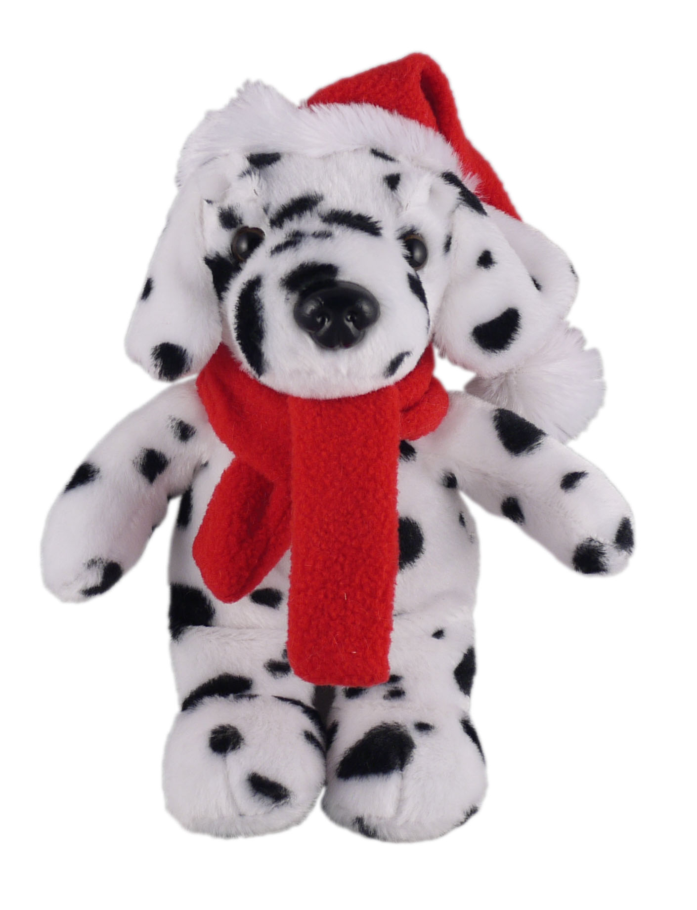 Soft Plush Stuffed Dalmatian with Christmas Hat and Scarf 2