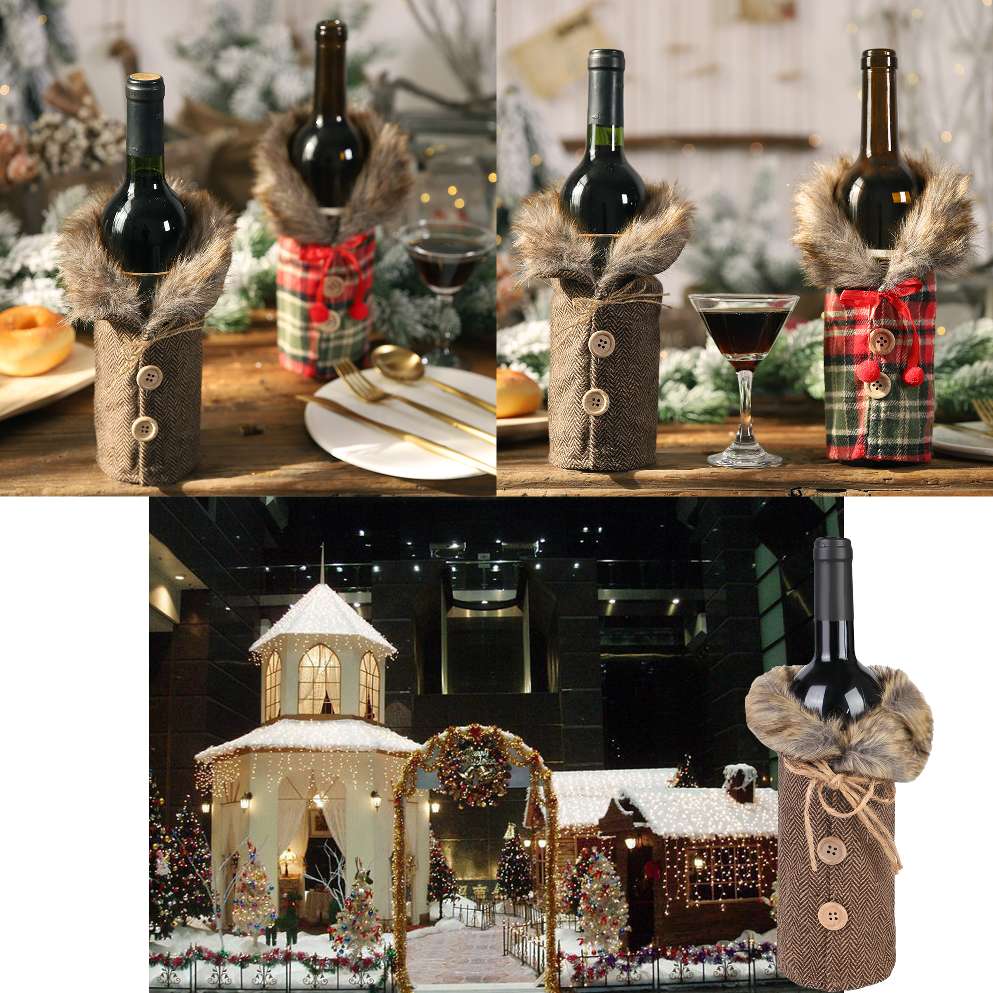 Soft Fabric Wine Bottle Cover for Festive Decoration 3