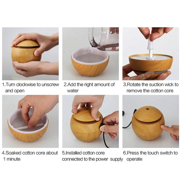 LED Light USB Wood Grain Air Humidifier 4